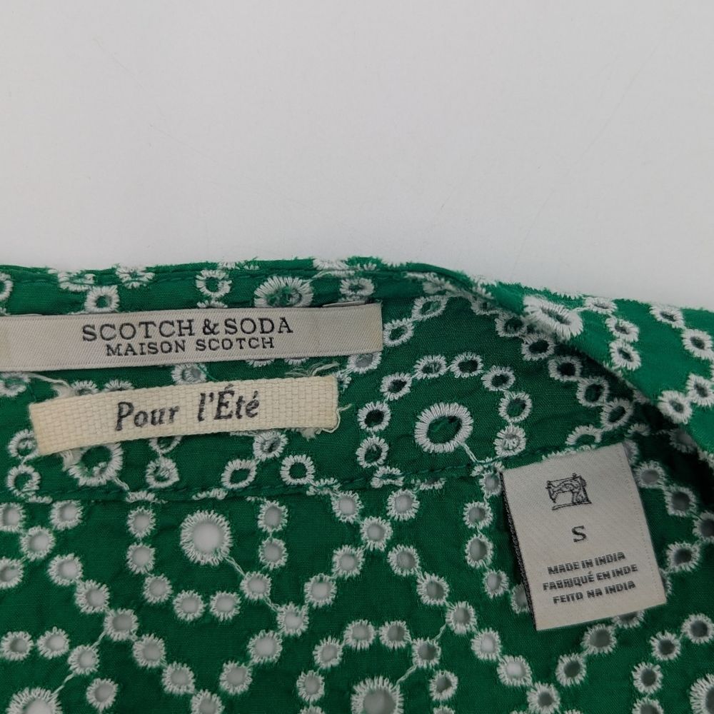 Scotch & Soda Puff Sleeve Peplum Top & Wide Leg Pants Set Green Small Boho Chic - Picture 10 of 10